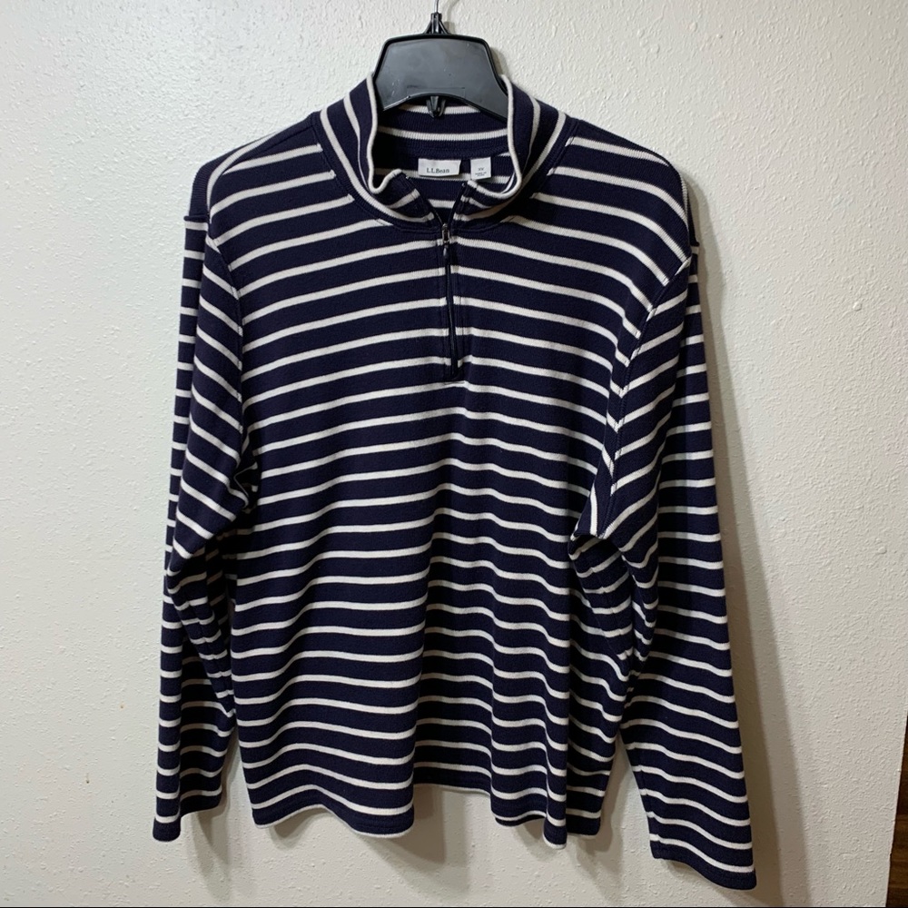 L.L. Bean Navy Blue striped pull over Plus Size 3X Nautical